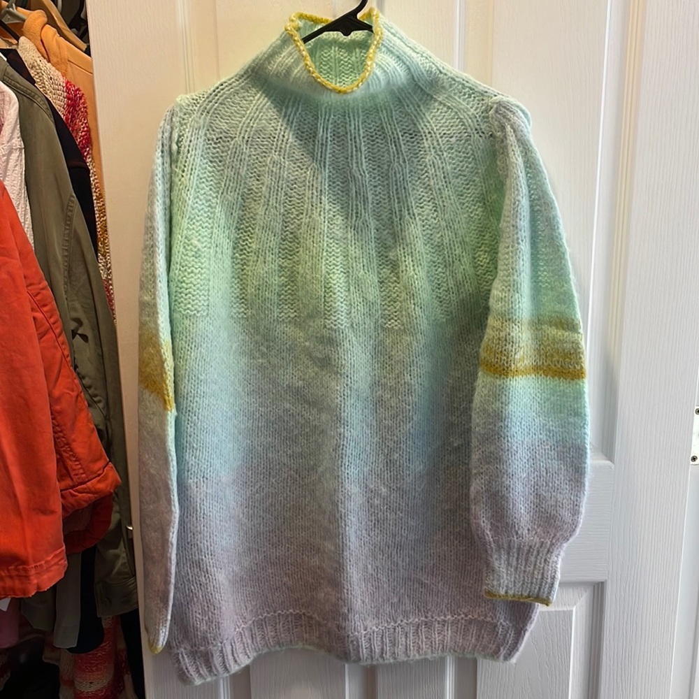 NWT Anthropologie Mock Neck Wool/Angora Sweater Pastel Large